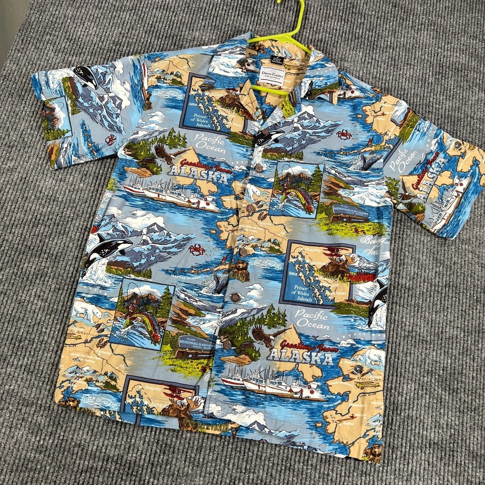 David Carey Originals Shirt Mens‎ Medium Alaskan Cruise Graphic Button Up